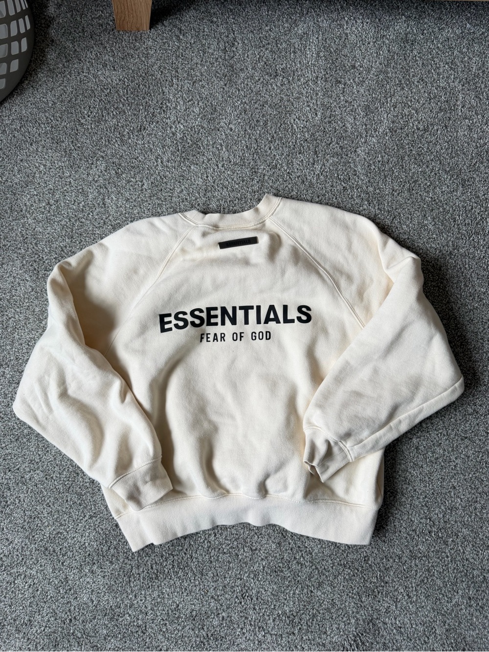 Essentials Fear of God Crewneck Sweatshirt in Cream with Black Logo